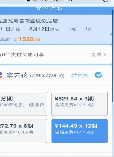 携程拿去花哪里还款